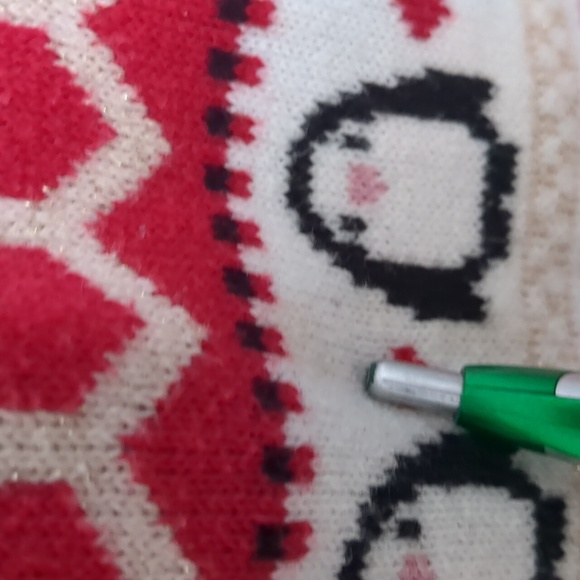 🧸4/10$🧸The Children's Place Girls Red White Sweater dress pingouin size 2T - Picture 7 of 8